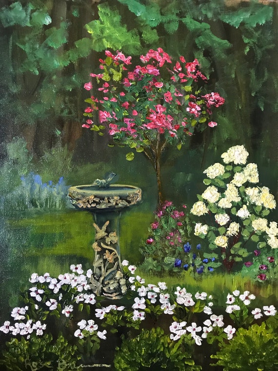 Garden Painting, summer garden, Landscape, Plein air, Plain Air, Impressionist, Summer art