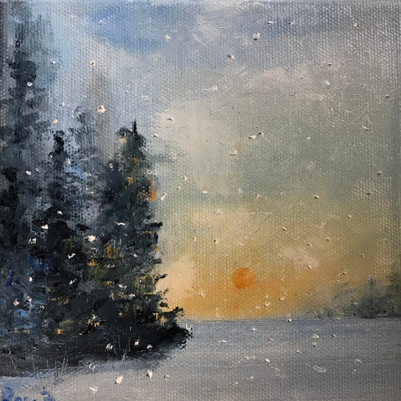 Snow painting, Small art, Landscape Painting, Miniatures