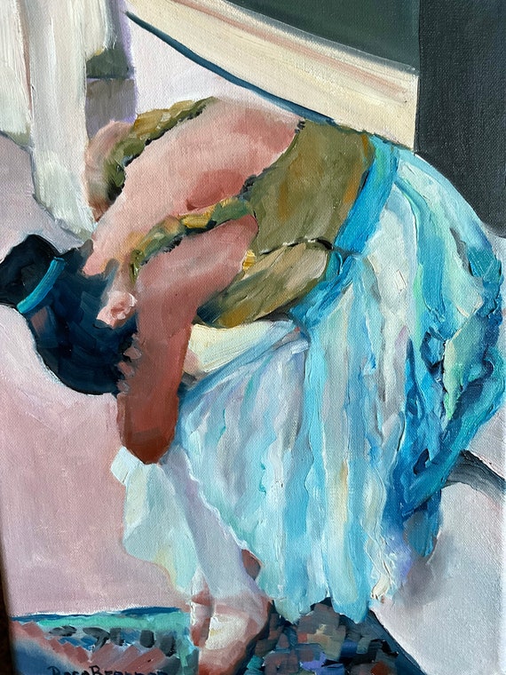 Ballerina painting, dancer, ballet, exhausted, canvas painting, living room art, home decor, wall decor