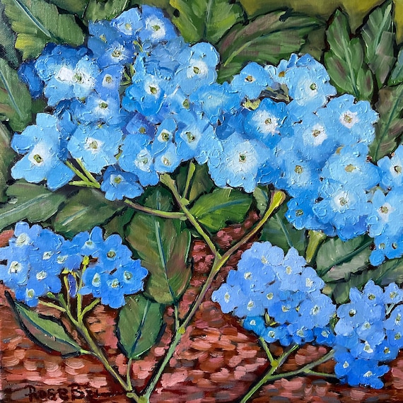 Blue flowers, canvas art, hydrangeas, spring flowers, gift ideas for women, mom gift ideas