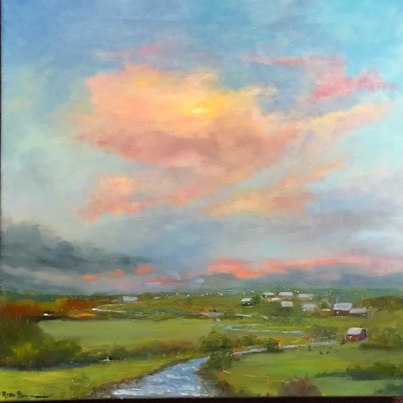 Sunrise Painting Summer Sky Extra Large Painting Rainbow Etsy Sunrise Painting Summer Sky Extra Large Painting Rainbow Etsy