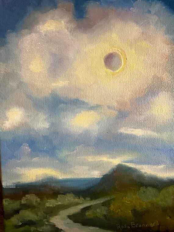 Eclipse, total eclipse, April 8, canvas painting, wall decor, Indiana eclipse, path of totality