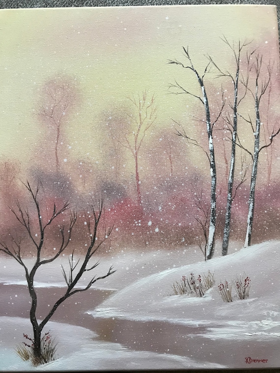 Winter Painting, Snow Painting, Large Painting, Pastel Color Painting, Gifts for Her