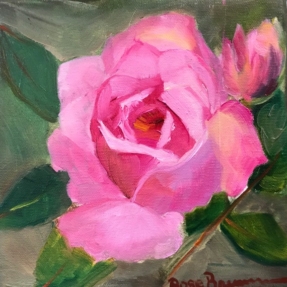 Rose painting, Pink rose, pink flower, Flower Art, Gifts for the wife, Valentine’s Day gift, Summer flowers, Small Art, Tiny painting