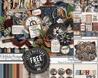Dad Father's Day Digital Scrapbook Kit, Bundle Collection