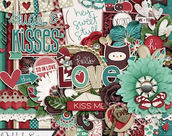 Valentine I Heart You Digital Scrapbook Kit, Downloadable