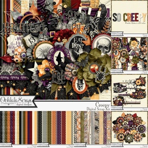 Creepy Halloween 12x12 Digital Scrapbooking Kit, Holiday, Collection ...