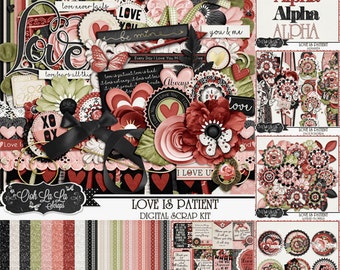 Valentine's Day, Love Is Patient Collection, Digital Scrapbook Kit, Scrapbooking, Holiday