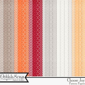Choose Joy 12x12 Pattern Papers and Backgrounds for Digital Scrapbooking, Kit