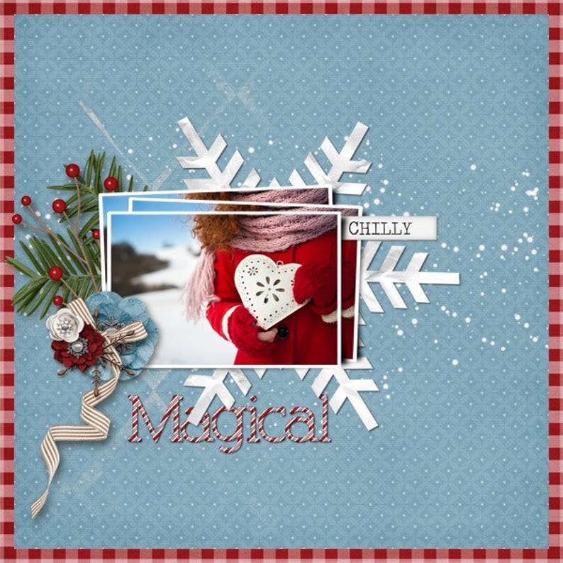 Silver Bells Christmas Winter 12x12 Digital Scrapbooking image 4