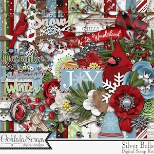 Silver Bells Christmas Winter 12x12 Digital Scrapbooking image 1