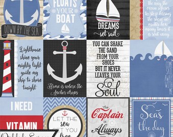 Diario Shoreline e cartoline tascabili, kit di scrapbooking digitale, elementi, abbellimenti