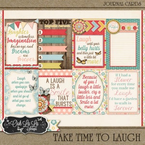 Take Time To Laugh Journal and Pocket Scrap Cards, Project Life, Embellishments, Digital Scrapbooking Kit