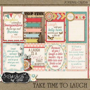 Take Time To Laugh Journal and Pocket Scrap Cards, Project Life, Verzierungen, Digital Scrapbooking Kit