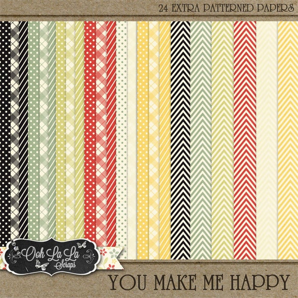 You Make Me Happy Digital Scrapbook Kit Pattern Papers Backgrounds - Etsy