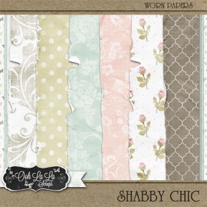 Shabby Chic, Vintage,Worn and Torn Papers,Grungy,Patterned Digital Scrapbook Kit, Scrapbooking