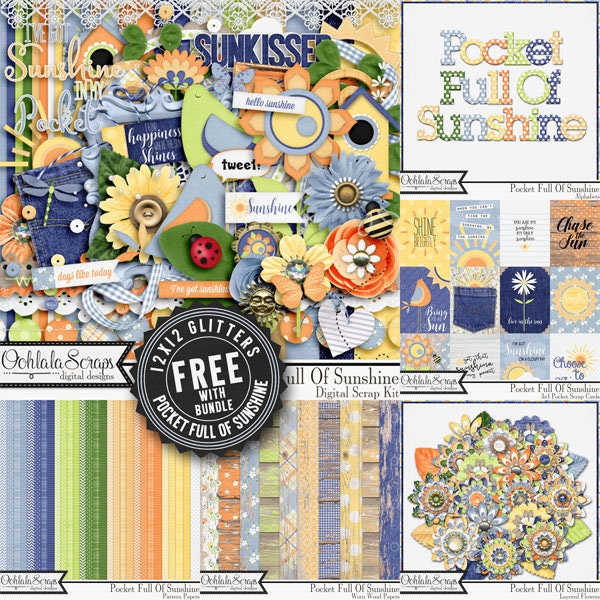 Pocket Full Of Sunshine Digital Scrapbook Kit Bundle