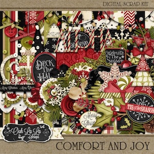 Christmas, Holiday, Season, Comfort And Joy  Digital Scrapbook Kit, Scrapbooking