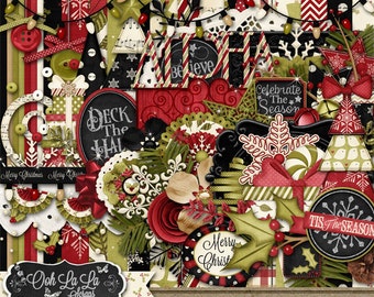 Christmas, Holiday, Season, Comfort And Joy  Digital Scrapbook Kit, Scrapbooking