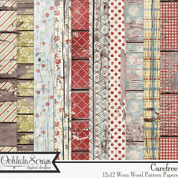 Carefree 12x12 Worn Wood Papers,downloadable,digital Scrapbook Kit - Etsy
