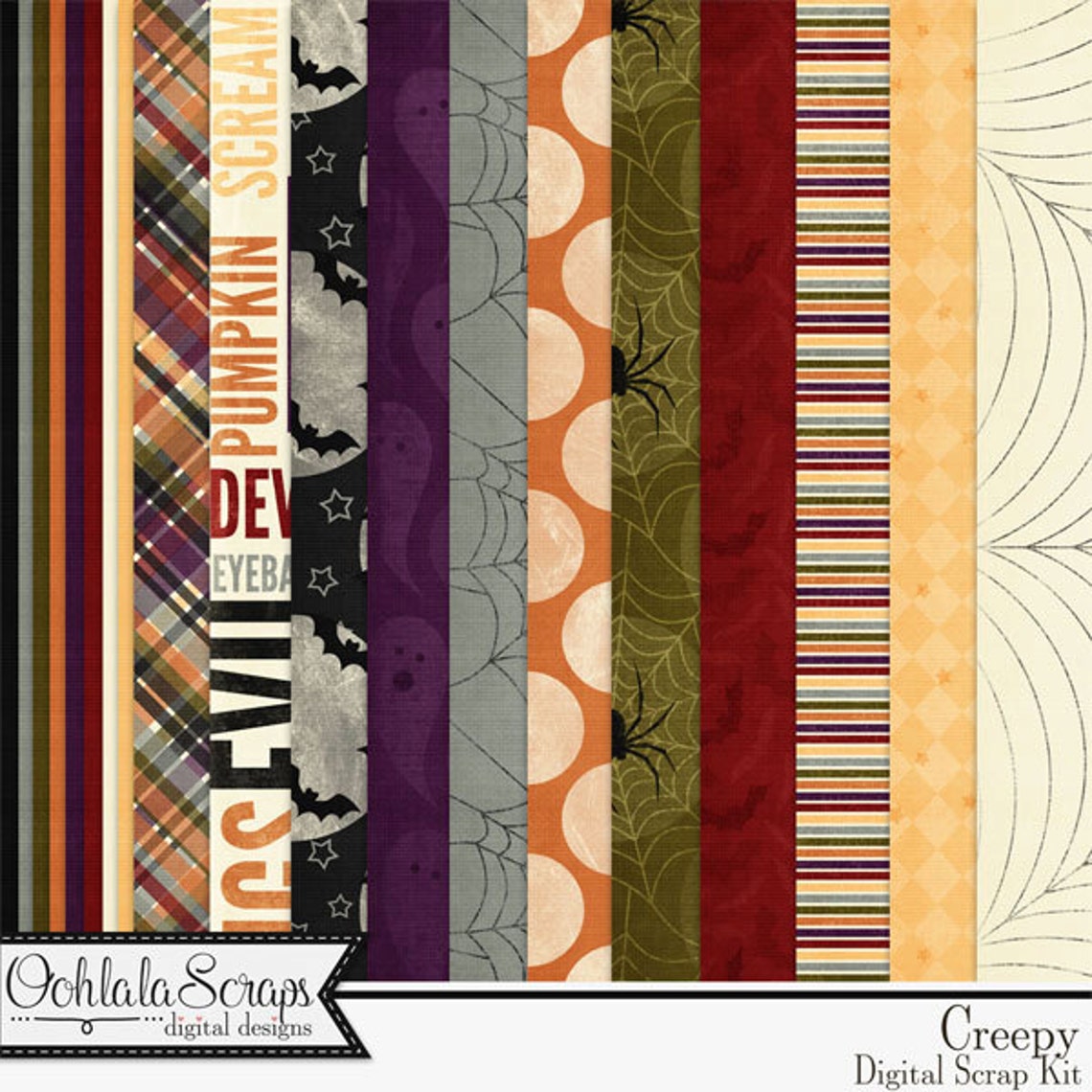 Creepy Halloween 12x12 Digital Scrapbooking Kit, Holiday - Etsy