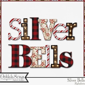 Silver Bells Noël Hiver Alphabets Embellissements Scrapbooking numérique