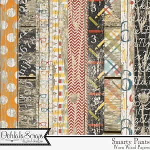 Smarty Pants Schule 12x12 Worn Wood Shabby Grungy Muster-Papiere für Digitales Scrapbooking und Kunsthandwerk