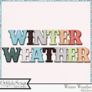 Winter Weather Alphabet Embellishments, Digital Scrapbook Kit, Digital Download
