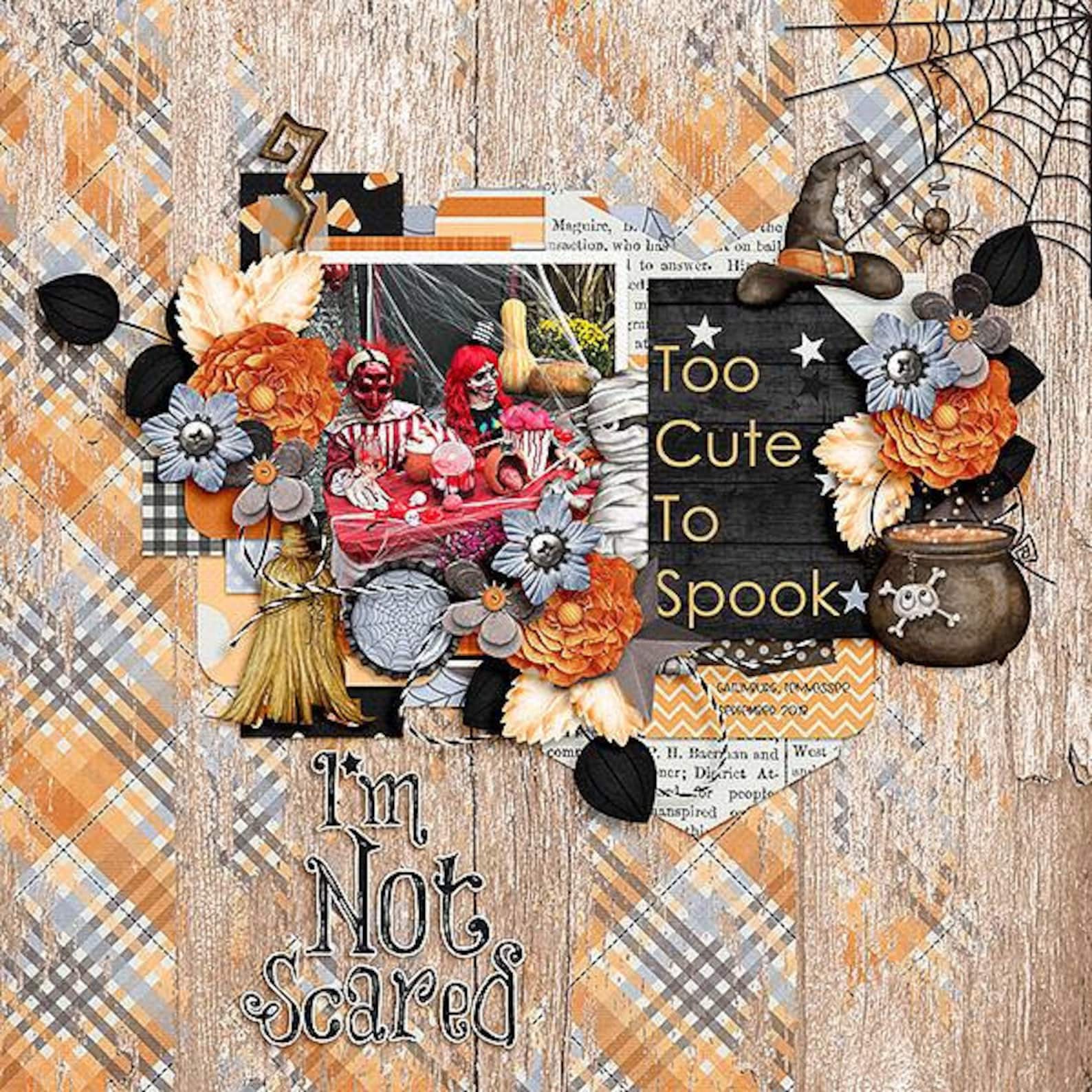 Not so Spooky Halloween Holiday 12x12 Digital Scrapbook Kit - Etsy