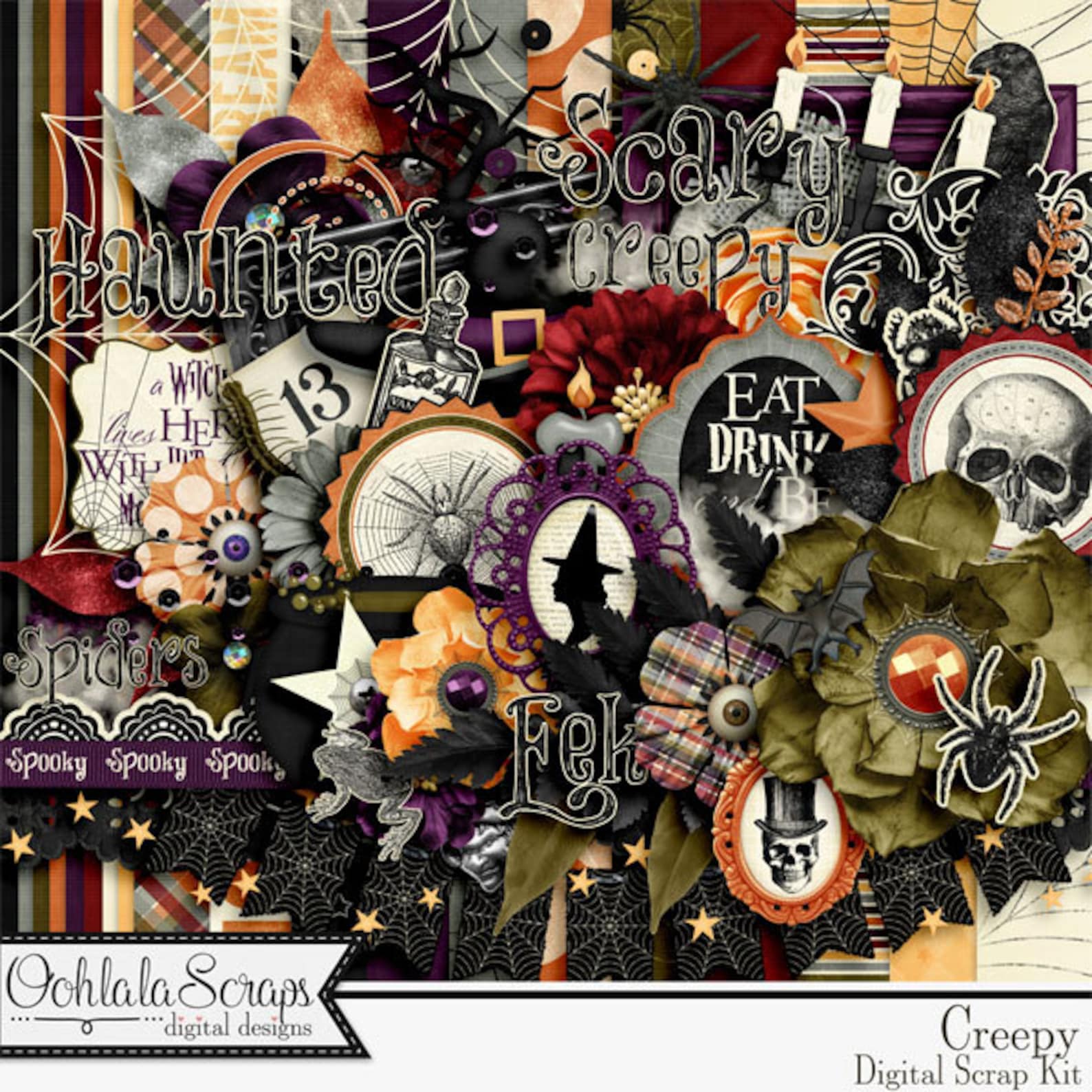 Creepy Halloween 12x12 Digital Scrapbooking Kit, Holiday - Etsy