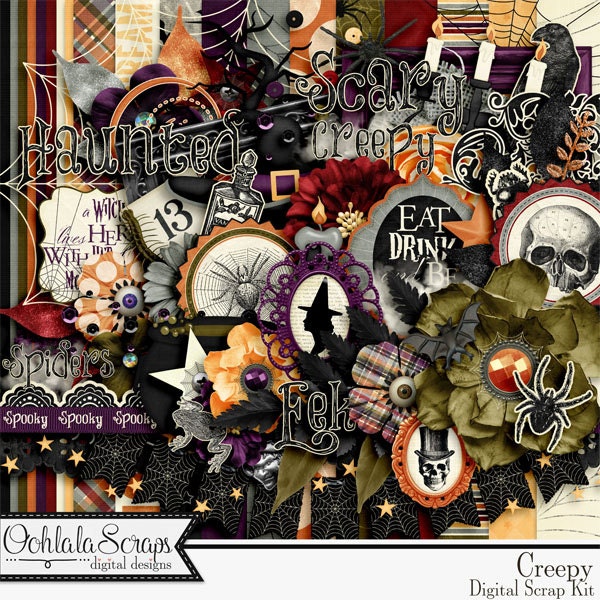 Creepy Halloween 12x12 Digital Scrapbooking Kit, Holiday, Collection ...