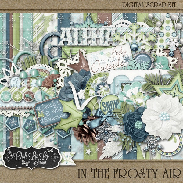 Hiver, Neige, Kit de scrapbooking numérique In The Frosty Air, Scrapbooking