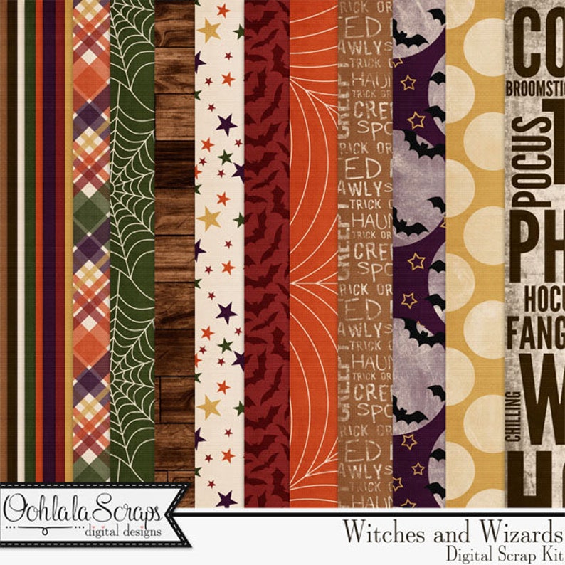 Witches and Wizards Halloween 12x12 Digital Scrapbooking Holiday Kit - Etsy