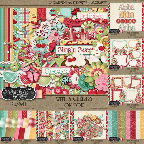 With A Cherry On Top Collection Digital Scrapbook Kit - Digital Scrapbooking