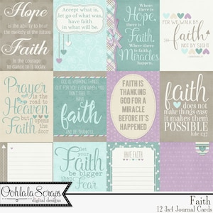 Faith 3x4 Pocket Scrap Karten Elemente und Verzierungen Digital Scrapbook Kit, Project Life