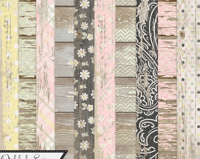 Fresh as A Daisy 12x12 Worn Wood Shabbypattern Papers and Backgrounds ...