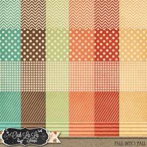 Fall Into Fall, Autumn Pattern Papers, Digital Scrapbook Kit, Scrapbooking