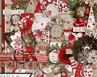 Naughty or Nice Christmas 12x12 Digital Scrapbooking Kit, Holiday, Seasonal