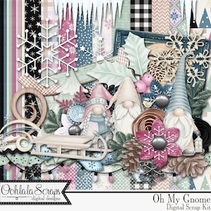 Oh My Gnome 12x12 Winter Digital Scrapbook Kit