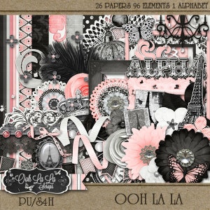 Kit de Scrapbook Digital Ooh La La - Scrapbooking Digital