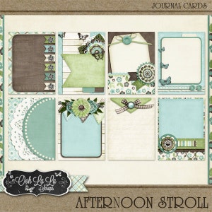 Afternoon Stroll Journal or Pocket Scrapbook Cards Digital Scrapbooking, Spring, Summer, Elements, Embellishments
