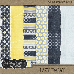Lazy Daisy Digital Scrapbooking Kit Worn and Torn Papers Pack