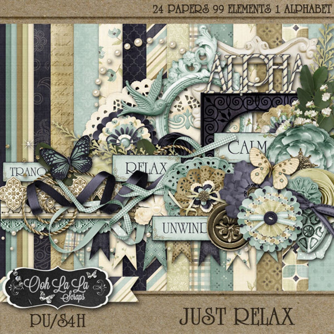 Just Relax Digital Scrapbook Kit - Digital Scrapbooking - Etsy