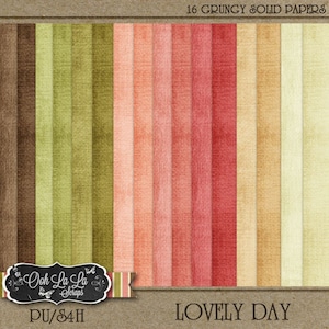 Kit de álbum de recortes digital "Lovely Day Grungy Solid Papers Pack" - Scrapbooking digital