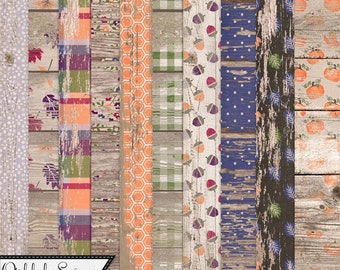 Forest Fall Autumn 12x12 Worn Wood Pattern Papers and Backgrounds ...
