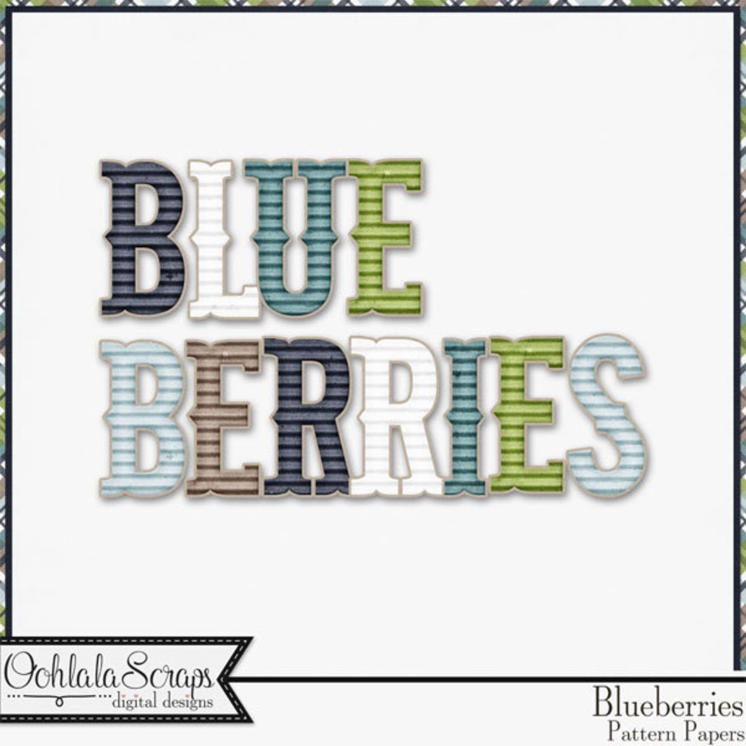 Digital Scrapbook Kit, Blueberries Alphabet Embellishments,downloadable ...