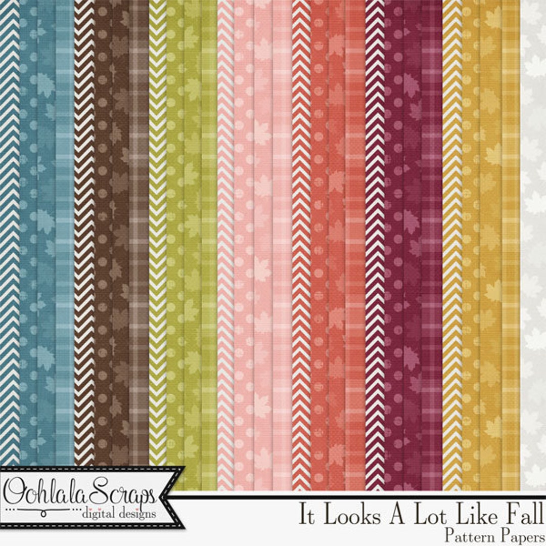Digital Scrapbook Kit, It Looks A Lot Like Fall 12x12 Pattern Papers ...