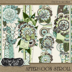 Nachmittagsspaziergang Seitenränder, Digitales Scrapbooking, Frühling, Sommer, Elemente, Verzierungen