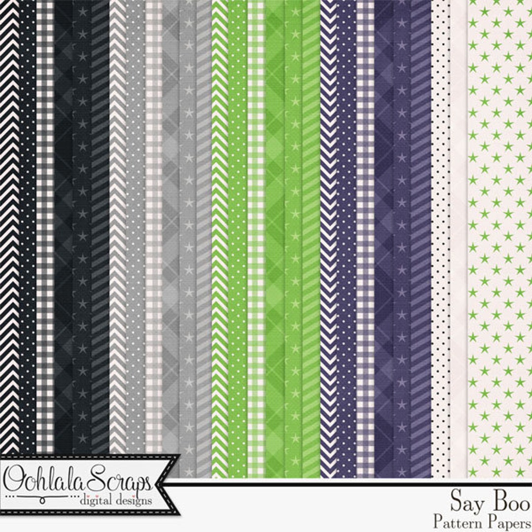 Say Boo Halloween 12x12 Pattern Papers Digital Scrapbooking Holiday Kit ...