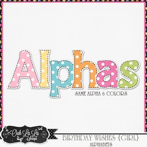Geburtstag wünscht Mädchen Alphabete, Digital Scrapbook Kit, Elemente, Verzierungen